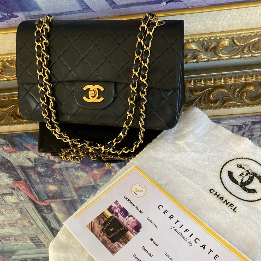 CHANEL Double Flap 23 Small Lambskin + 24K Gold HW